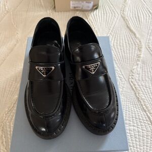 Prada logo loafers
